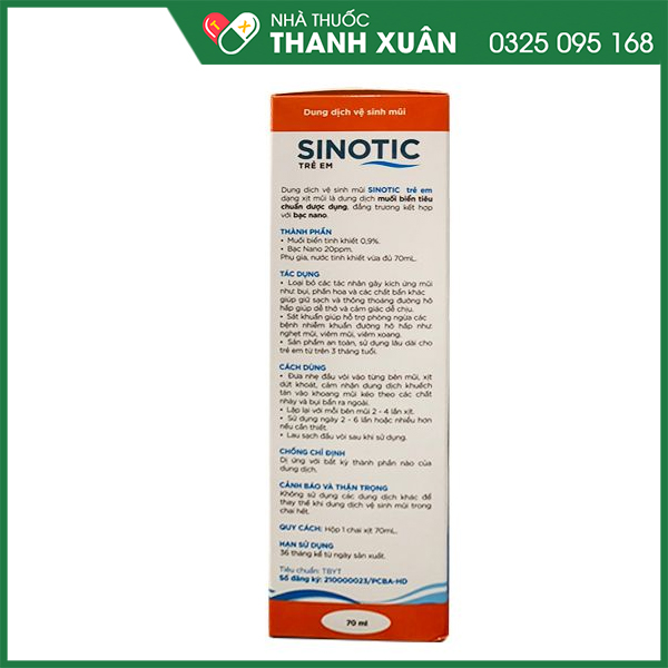 Dung dịch vệ sinh mũi Sinotic cho trẻ em